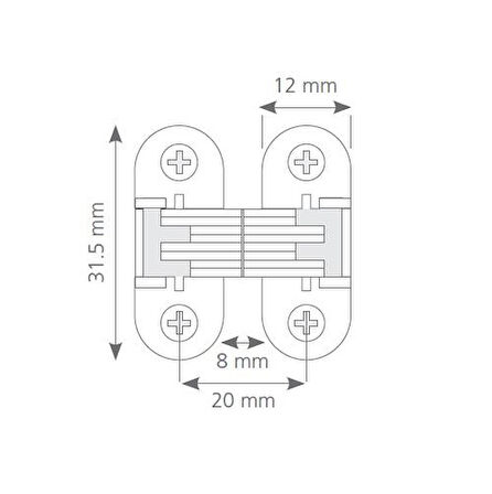 Plastik Oval Masa Menteşesi Zamak Gövde (2 Adet) Beyaz