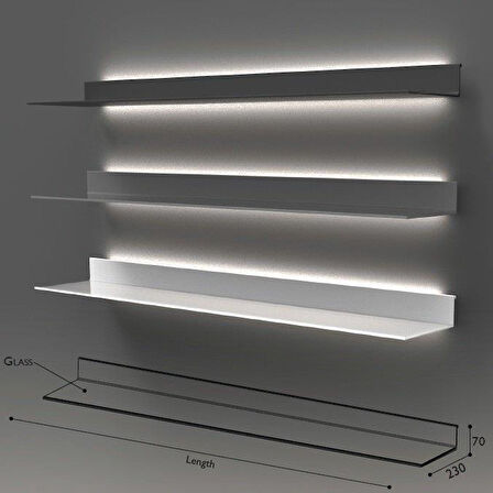 Arka Aydınlatmalı Raf 120cm-Siyah