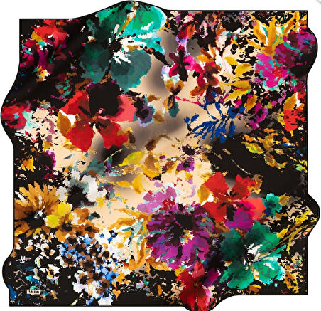 Aker Tivil Saf İpek Eşarp 8199713 - 913 Siyah Karışık Desen