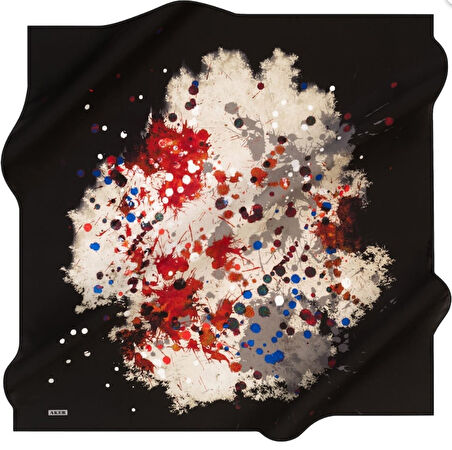 Aker Tivil Saf İpek Eşarp 8306713 - 912 Siyah Sulu Boya Desen