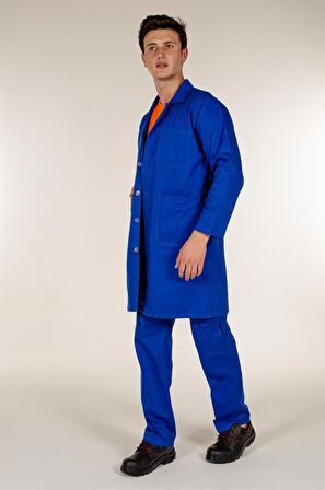 Saks Mavi Gabardin Erkek İş Önlük