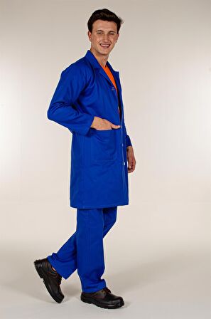 Saks Mavi Gabardin Erkek İş Önlük