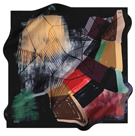 Aker Sura Saf İpek Eşarp 8357757 - 312 Siyah Sulu Boya Desen