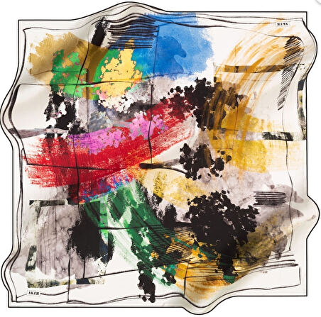 Aker Tivil Saf İpek Eşarp 8239713 - 915 Beyaz Sulu Boya Desen