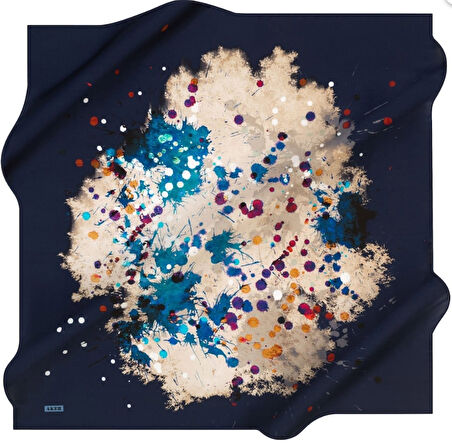 Aker Tivil Saf İpek Eşarp 8306713 - 921 Lacivert Sulu Boya Desen