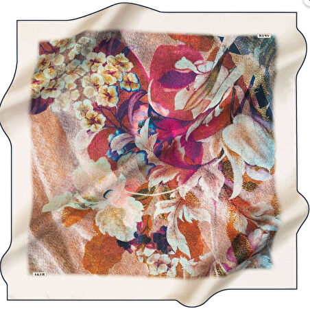 Aker Tivil Saf İpek Eşarp 8285713 - 923 Krem Armürlü Desen