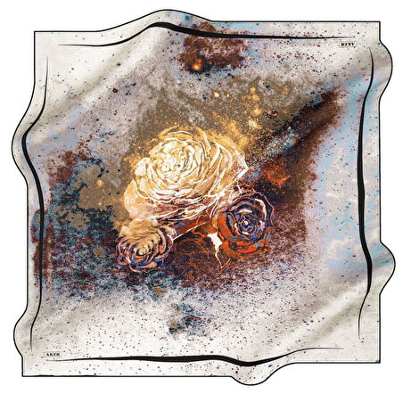 Aker Sura Saf İpek Eşarp 8435701 - 317 Krem Armürlü Desen