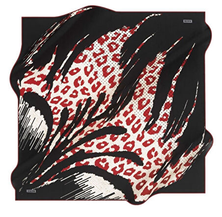 Aker Sura Saf İpek Eşarp 8374701 - 341 Siyah Leopar Desen