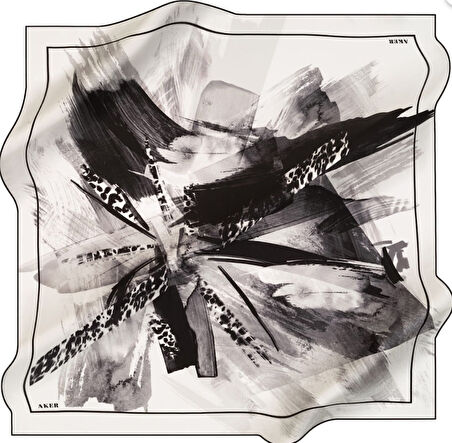 Aker Tivil Saf İpek Eşarp 8286713 - 912 Beyaz Leopar Desen