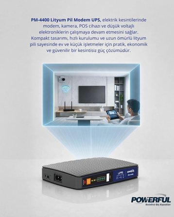 Pm-4400 8000ma Lityum Pil Mıcro Dc Modem Ups Kesintisiz Güç Kaynağı