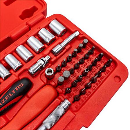 İzeltaş 14000005133 1/4'' Altı Köşe Mini Lokma Anahtar ve Bits Set 45 Parça