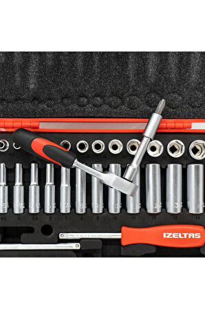 İzeltaş 1/4 Altı Köşe Lokma Anahtar ve Bits Set 48 Parça