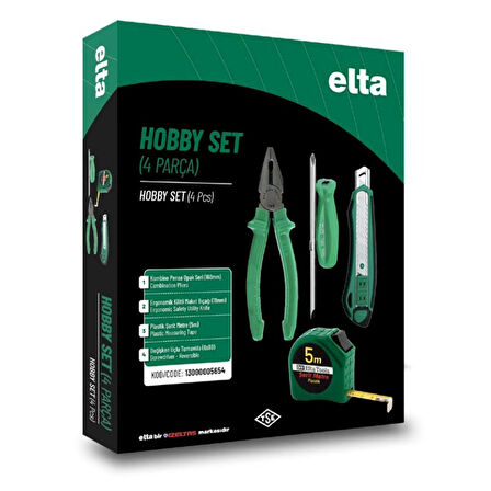 Elta Hobby Set 4 Parça Opak Pense 160mm Maket Bıçağı Şerit Metre Tornavida