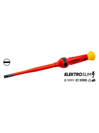 İzeltaş 1000V İzoleli Elektro Slim Düz Uçlu Tornavida 5.5x100 mm-İZELTAŞ 14000005332