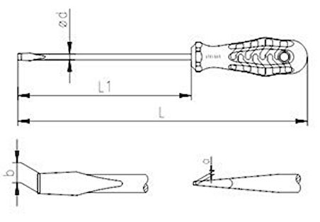 İzeltaş 4300 Düz Uçlu Tornavida Opak Seri 5x100mm