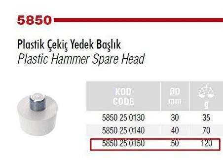 İZELTAŞ Plastik Çekiç Yedek Başlık 50 mm 5850 25 0150