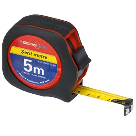 İzeltaş 5 Metre 19 mm Plastik Şerit Metre Siyah ABS Kasa