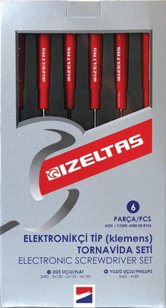 İzeltaş 4500 Elektronikçi Tip Tornavida Seti 6 Parça