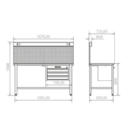 İzeltaş 8500346001 Panolu Servis Masası