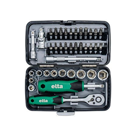 Elta 14000005078 1/4'' Altıköşe Cırcırlı Lokma Anahtar ve Bits Uç Seti 38 Parça