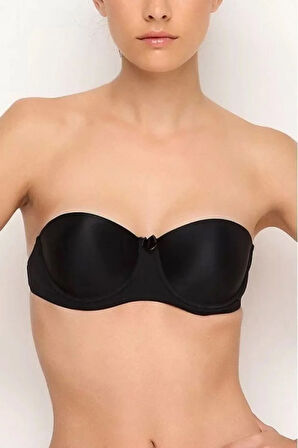 Kadın Bej Balenli Destekli Push-up Kaplı Straplez Sütyen 1505