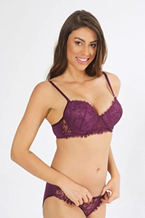 Kadın  Bordo Destekli Sütyen Takım 4487