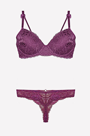 4430 Kadın Destekli Sütyen Külot Takım-mor