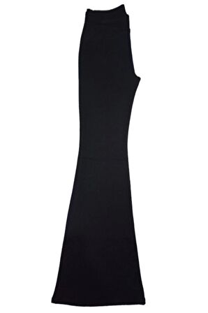 Çelik Örme Siyah Ispanyol Paça Tayt