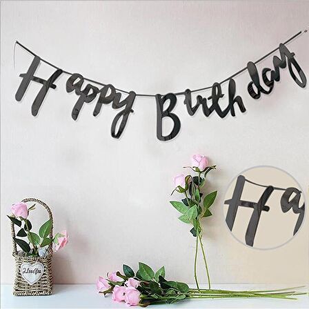 Happy Birthday Kaligrafi Banner - Siyah