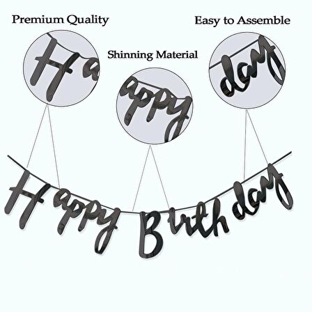 Happy Birthday Kaligrafi Banner - Siyah
