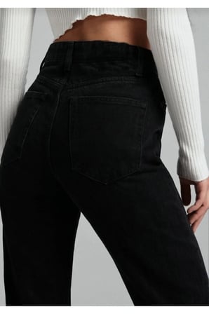 Nvn Hsn Cnk Ikon Siyah Likralı Süper Extra Yüksek Bel Palazzo Salaş Jean Pantolon New Sezon