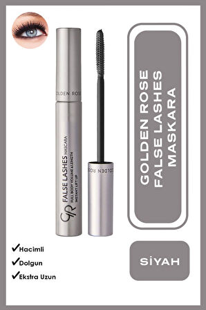 False Lashes Siyah Maskara ve Flash Liner Mürdüm Eyeliner Makyaj Seti