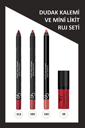Dream Lips Lipliner 3'lü No:513-505-543 ve Longstay Liquid Matte Lipstick No:09