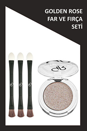 Doubleended Eyeshadow Brush - Far Fırçası ve Soft Color Shimmer Mono Eyeshadow No: 83 Nacreous - Tekli Işıltılı Far Seti