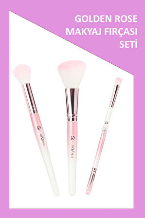 Golden Rose 3'lü Pembe Makyaj Fırçası Seti 