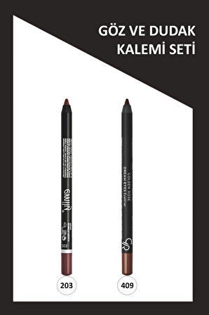 Emily Long Lasting Lip Pencil No: 203 ve Dream Eyes Eyeliner No:409 Seti
