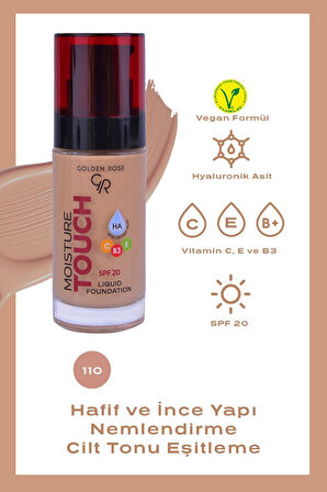 Moisture Touch Liquid Foundation 110 Hyaluronik Asitli Nemlendirici Fondöten 30 ml