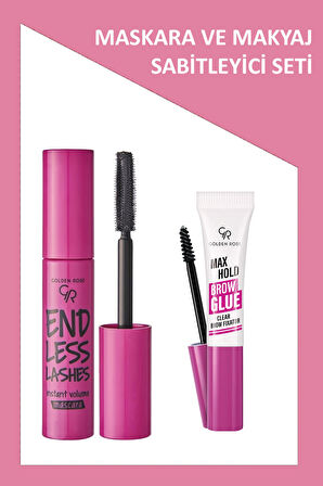 Max Hold Brow Glue - Şeffaf Kaş Sabitleyici ve Endless Lashes Mascara Seti