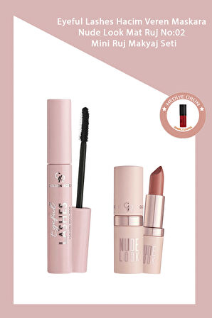 Eyeful Lashes Hacim Veren Maskara & Nude Look Mat Ruj No:02 + Mini Ruj Makyaj Seti