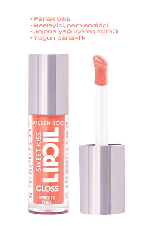Sweet Kiss Lip Oil Gloss No:02 Dudak Parlatıcı Yağ Şeftali, Gül & Jojoba Yağlı 4,7 ml
