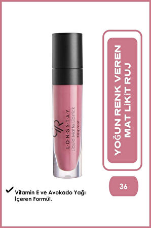 GOLDEN ROSE LIP GLOSS RUJ & LONGSTAY LIQUD MATTE NO: 36