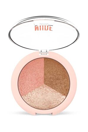 Gr 3' lü Aydınlatıcı & Allık & Bronzer - Nude Look Baked Trip Face Powder