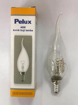 5 ADET PELUX 40W E14 KIVRIK BUJİ DİMMER UYUMLU
