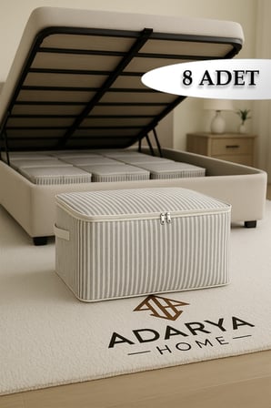 8’li Antrasit Çizgili Baza Altı Çekyat Hurç 60×40×22 cm