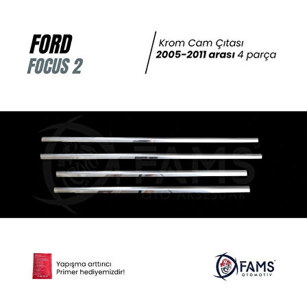 Focus 2 Hb Krom Cam Çıtası 4 Prç. 2005 - 2011 Paslanmaz Çelik