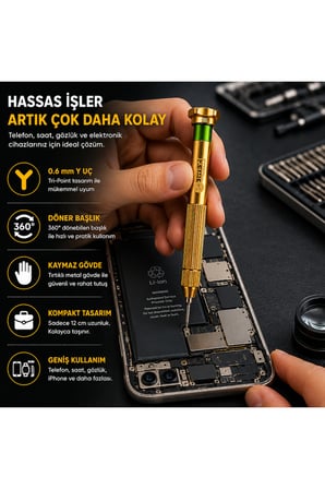 0.6 Mm Y Uç Profesyonel Metal Hassas Tornavida - Telefon, Saat, Gözlük Ve iPhone Tamir Tornavidası 12 Cm