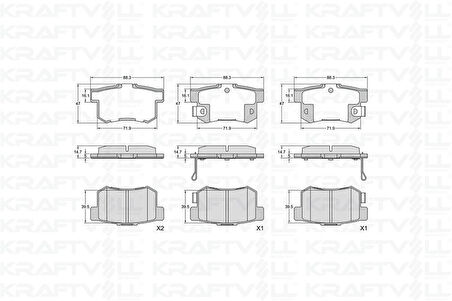 Honda Arka Fren Balatası Honda CIVIC 01>13 Fd6 Fb7 / Cr-V 03>07 / Accord 98>08 / Frv 04> - Kraftvoll 07010335
