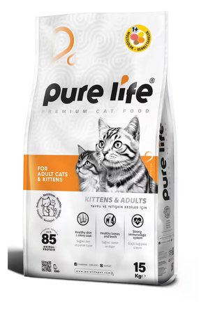 Pure Life Multicolour (Renkli) Tavuklu Yetişkin Kedi Maması 15KG