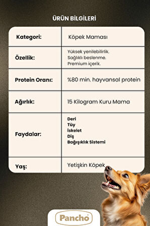 PANCHO EXTRA KUZULU ETLİ YETİŞKİN KÖPEK MAMASI 15KG