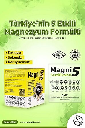 Magnezyum 5 Etkili Form 450 Kapsül B6 D3 Vit Magni5 Bisglisinat Taurat Sitrat Malat 5'li Aile Seti